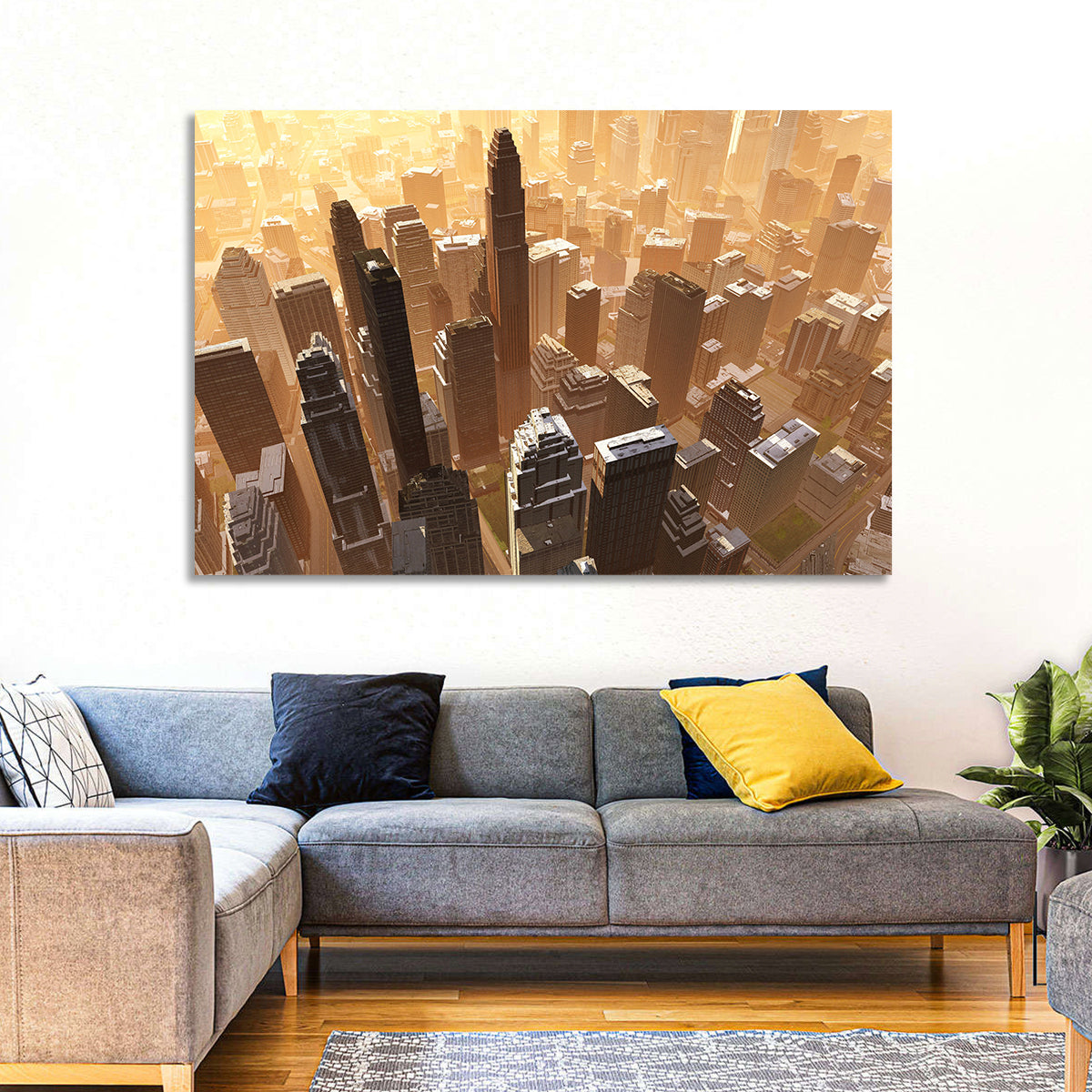 Arizona Skyscrapers at Golden Hour Wall Art in a room, landscape