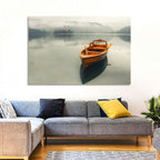 Wooden Boat on Misty Lake Bled Wall Art