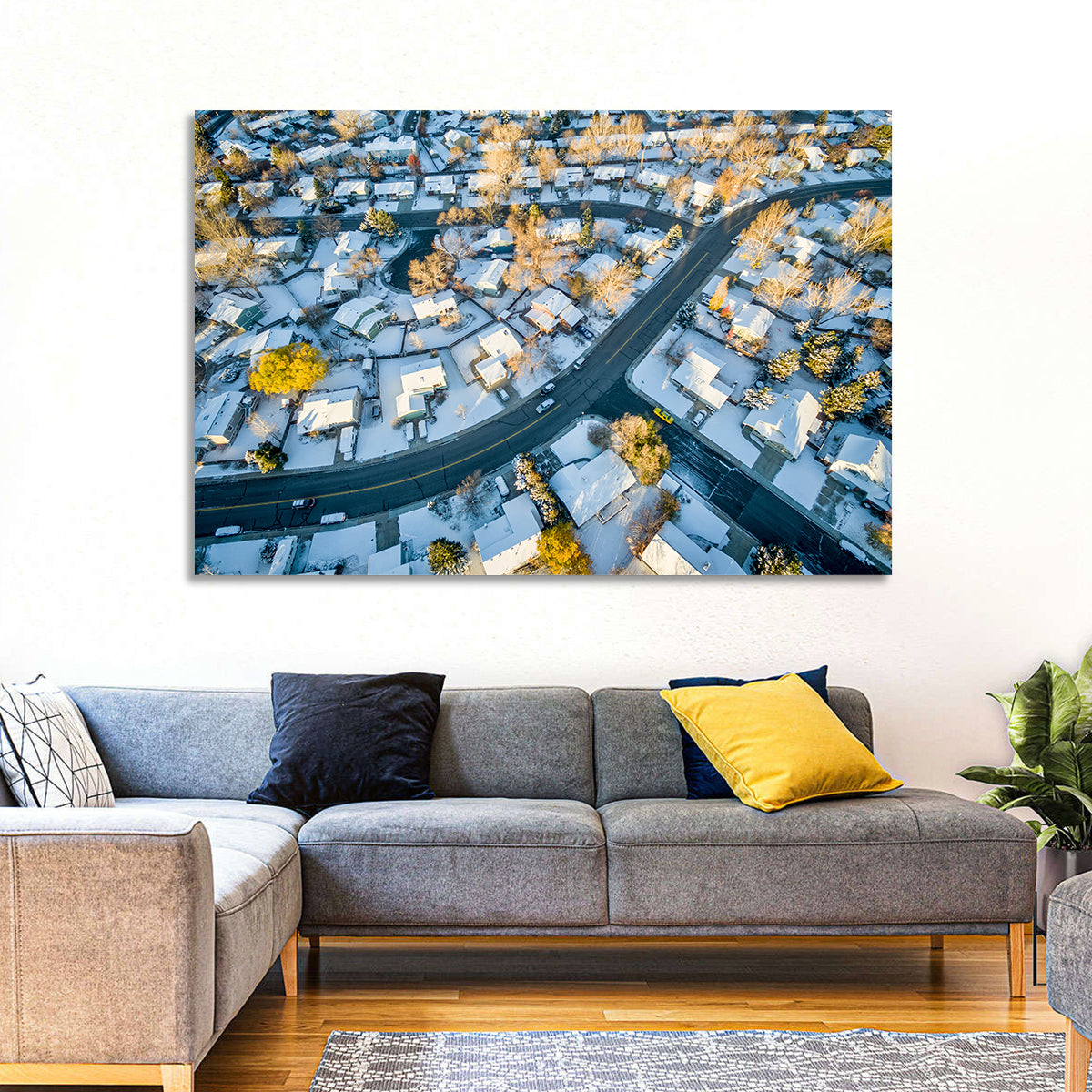 Snowy Fort Collins Neighborhood Aerial Wall Art
