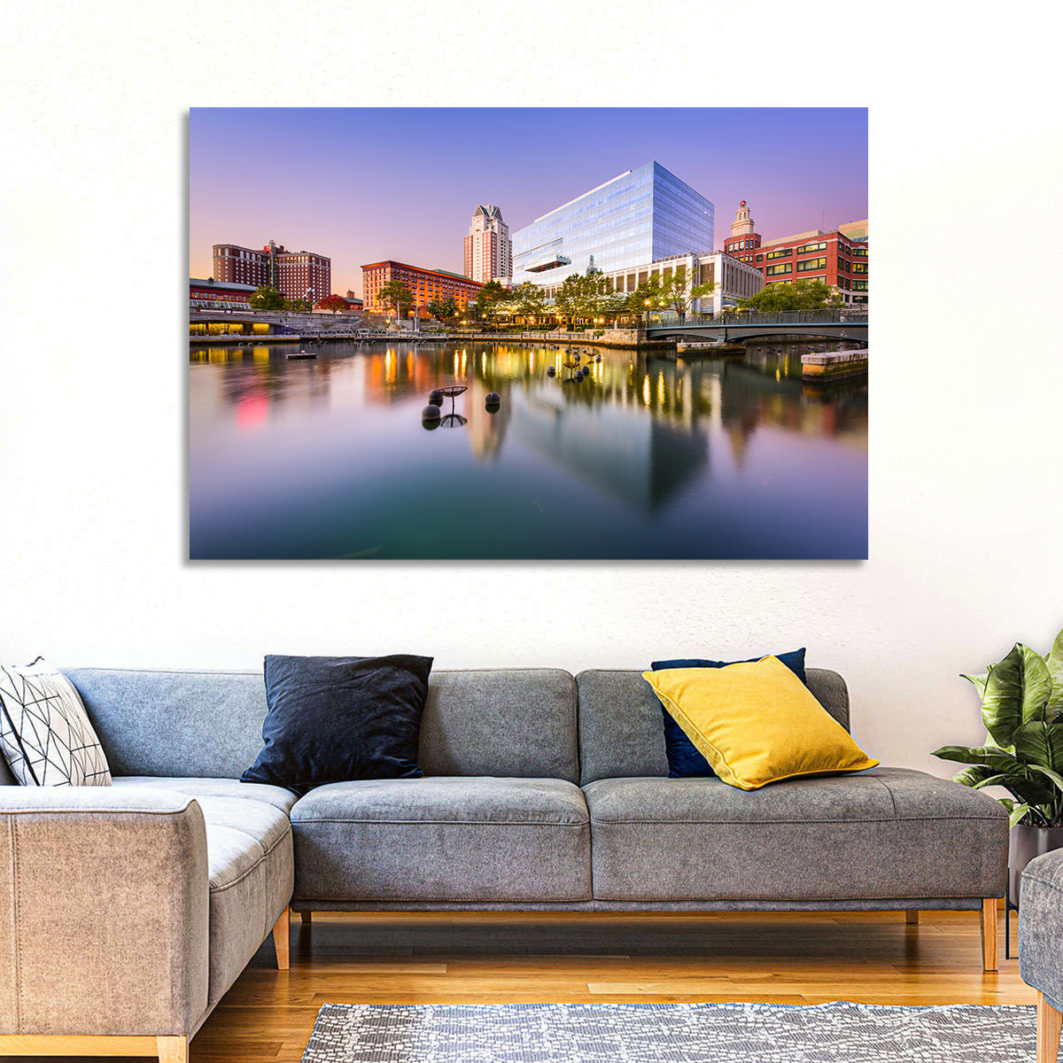 Providence River Skyline at Twilight Wall Art