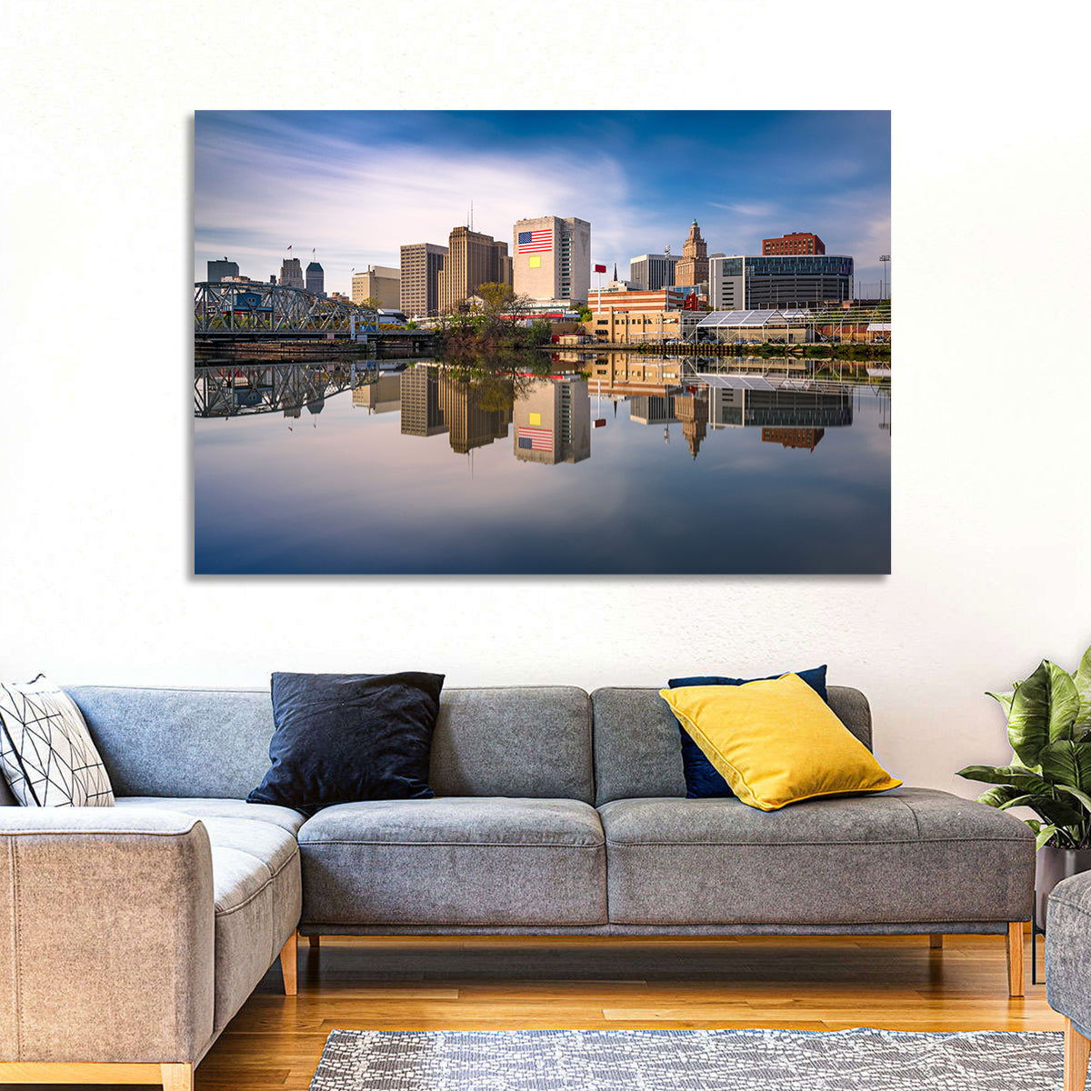 Newark Skyline Reflection Wall Art