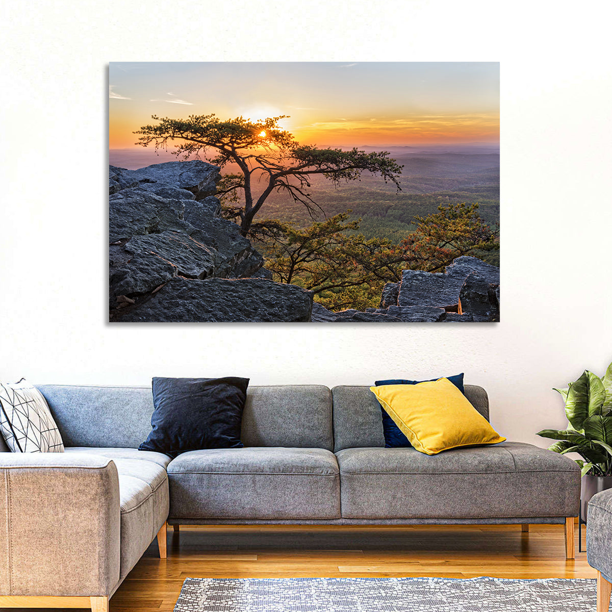 Cheaha State Park Sunset Over Pulpit Rock Wall Art in a room, landscape