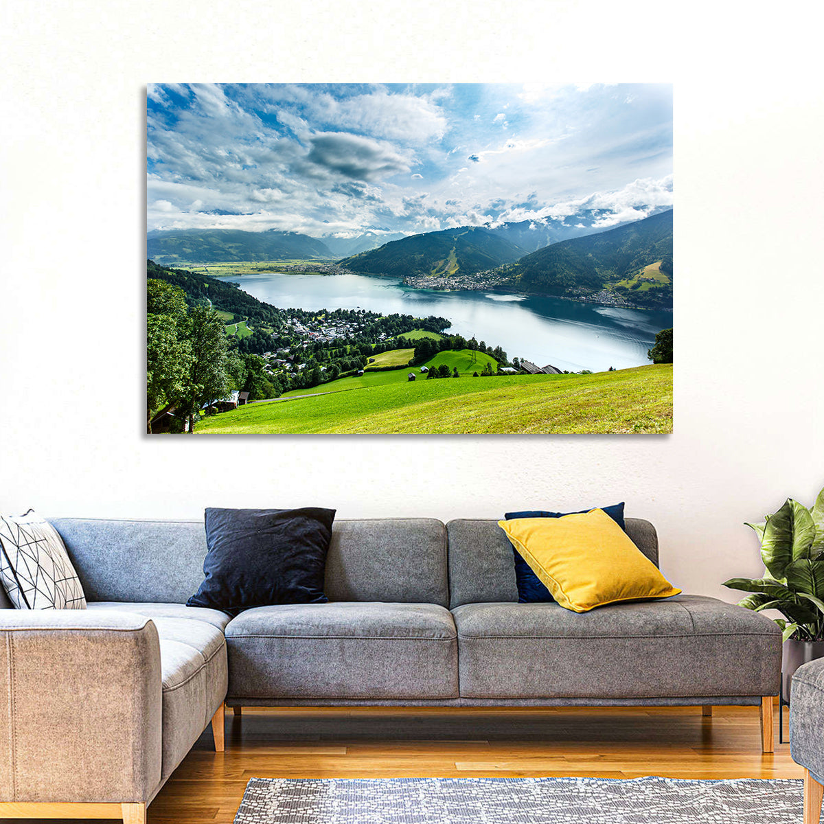 Zell Am See Panorama Wall Art in a room, landscape