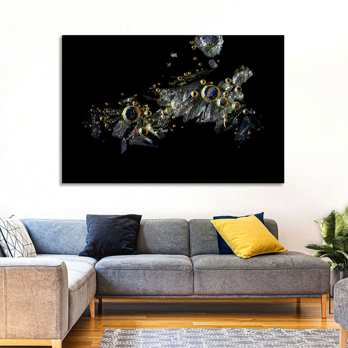 Microscopic Vitamin C Crystals Wall Art in a room, landscape