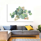 Eucalyptus Leaves with Pink Blossom Wall Art
