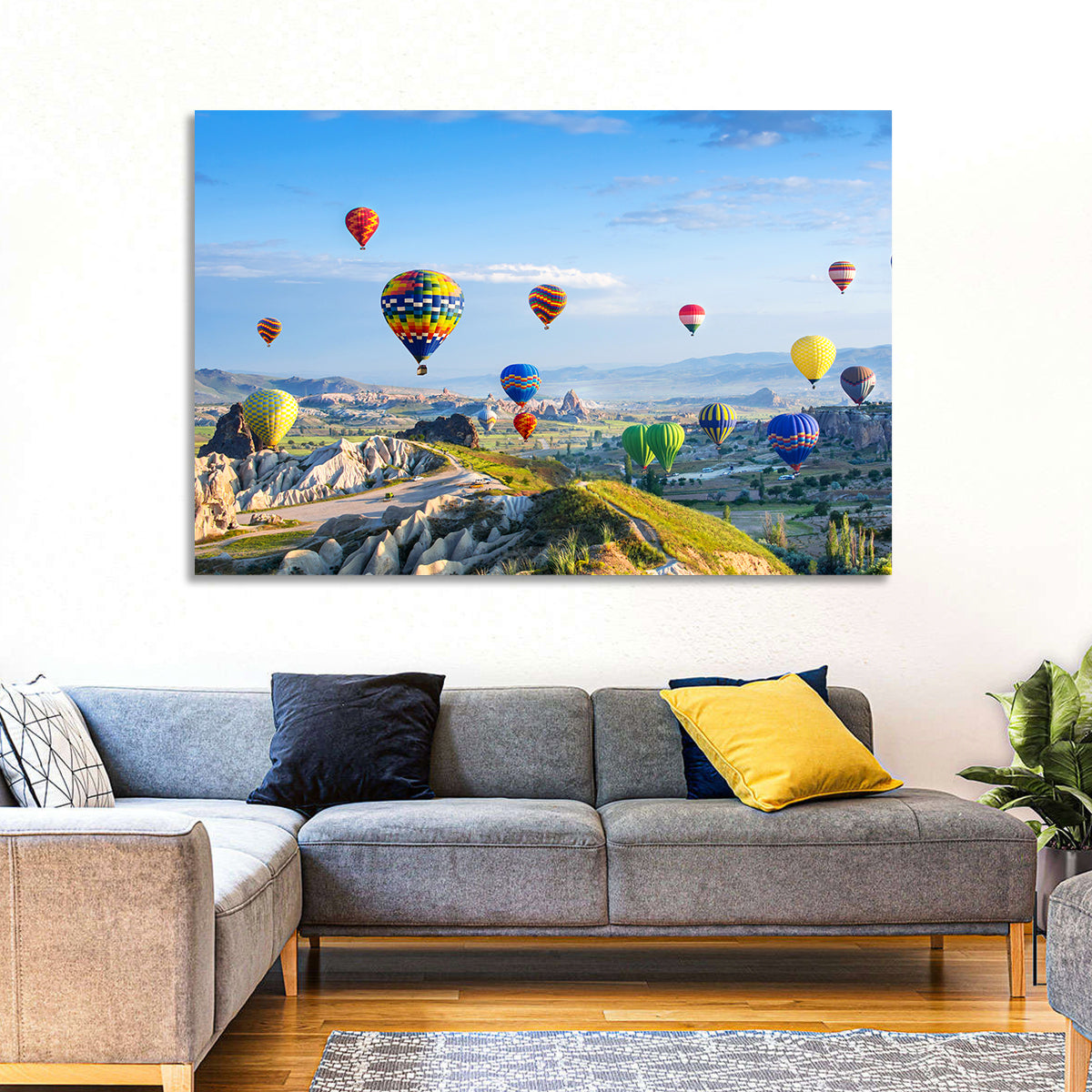 Cappadocia Hot Air Balloons Over Rock Valleys Wall Art