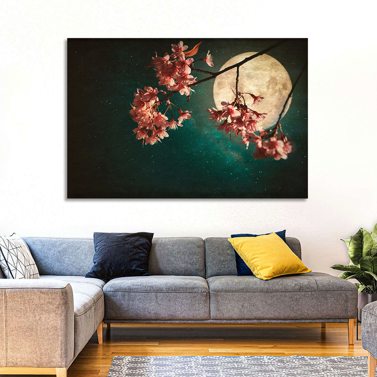 Sakura Flowers & Moon Wall Art