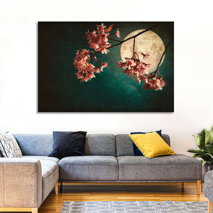 Sakura Flowers & Moon Wall Art