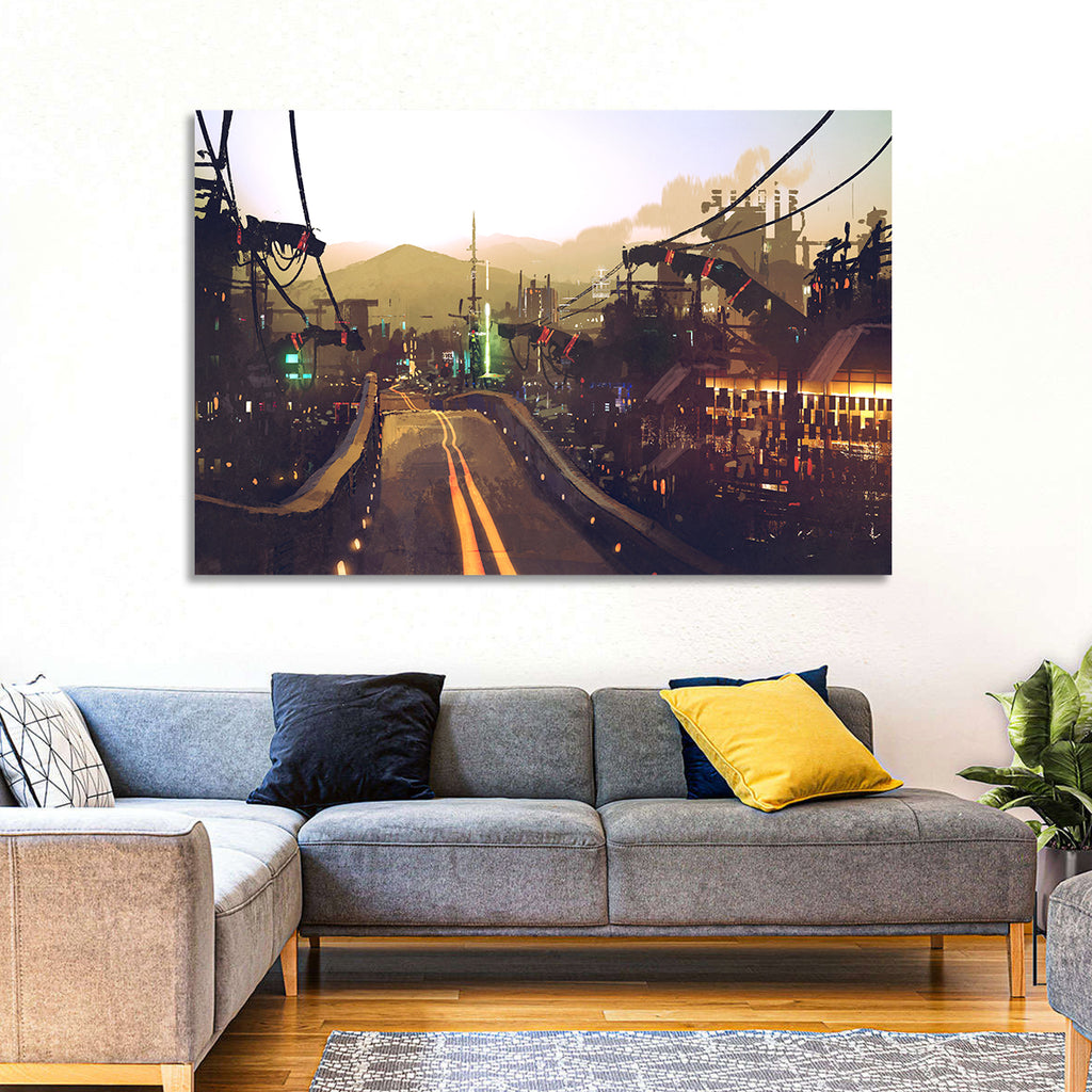 Futuristic Highway at Dusk Wall Art
