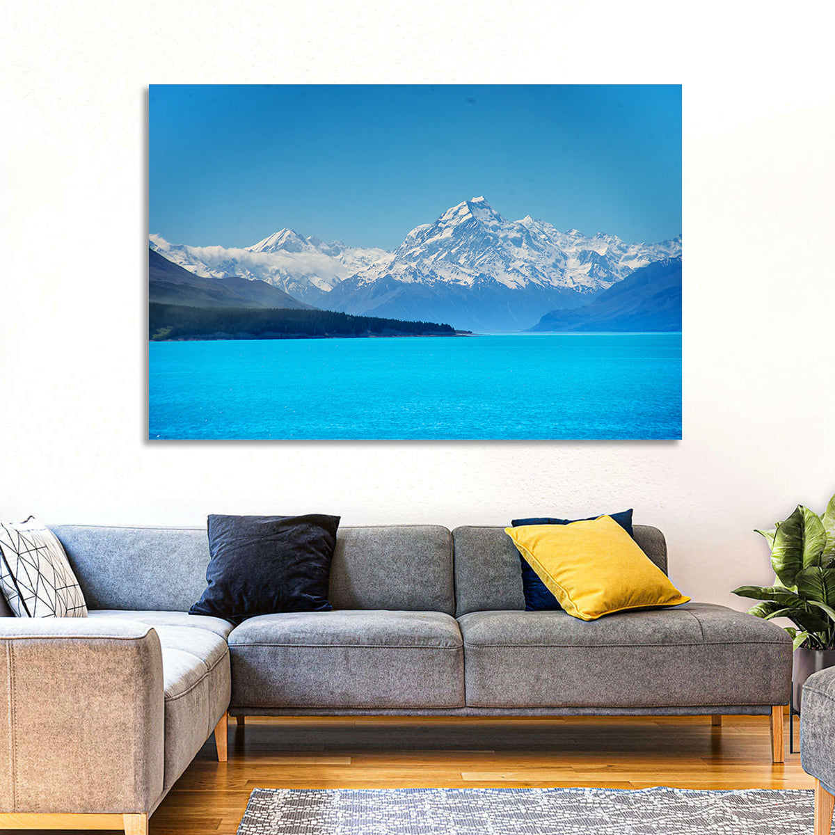 Aoraki Over Lake Pukaki Wall Art in a room, landscape