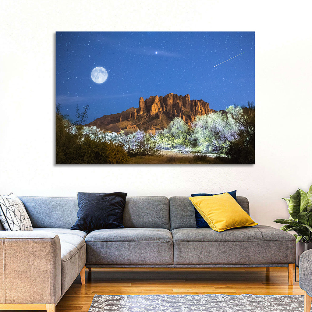 Moonlit Superstition Mountains Arizona Wall Art