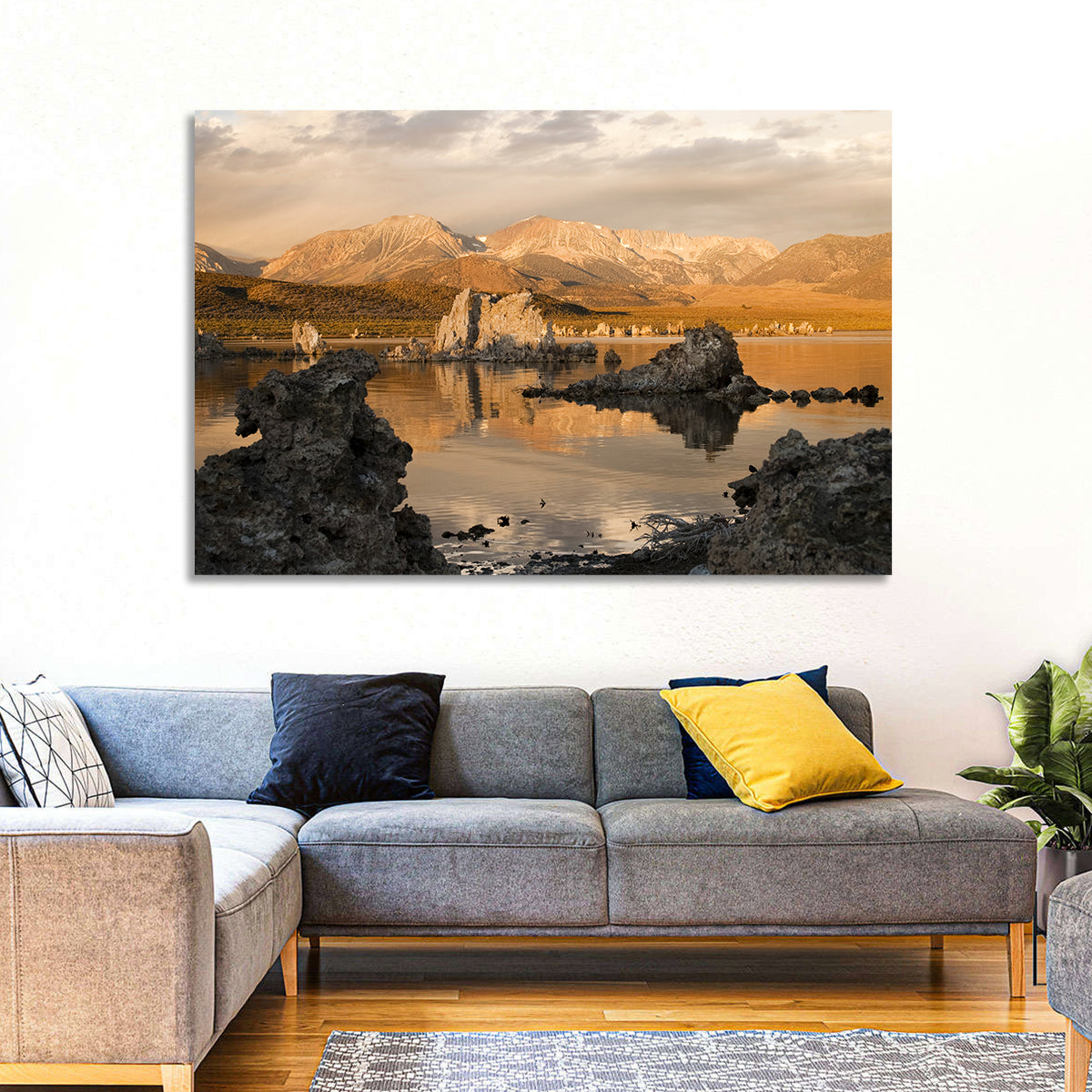 Mono Lake Tufa at Golden Hour Wall Art in a room, landscape