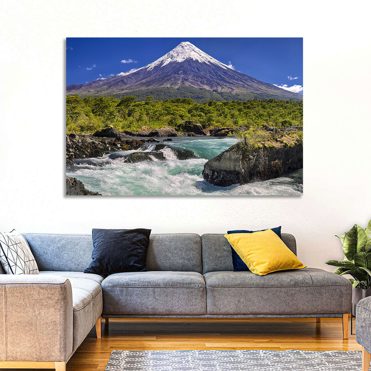 Osorno Volcano Over Petrohue Rapids Wall Art