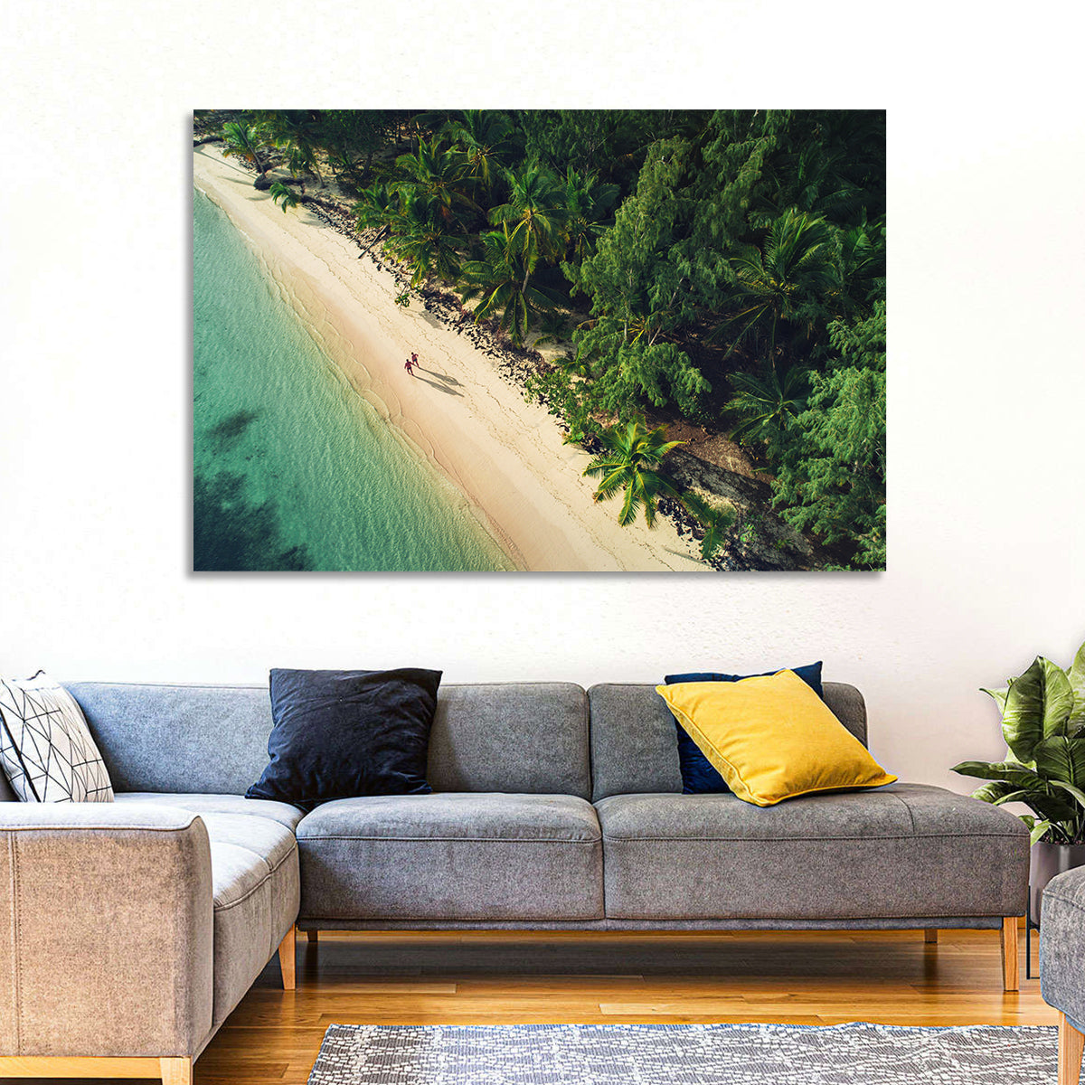 Dominica Beach Aerial, Late Afternoon Wall Art in a room, landscape