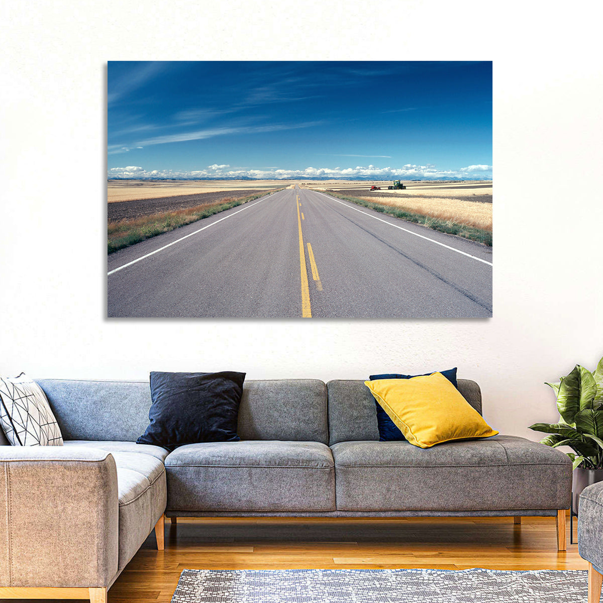 Infinite Road, Montana Wall Art in a room, landscape