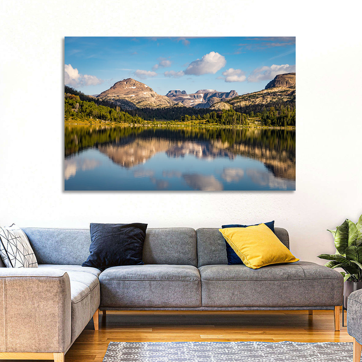 Island Lake Reflection, Montana Wall Art in a room, landscape