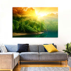 Golden Bamboo Riverbank Wall Art