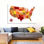 Stylized United States Map Wall Art