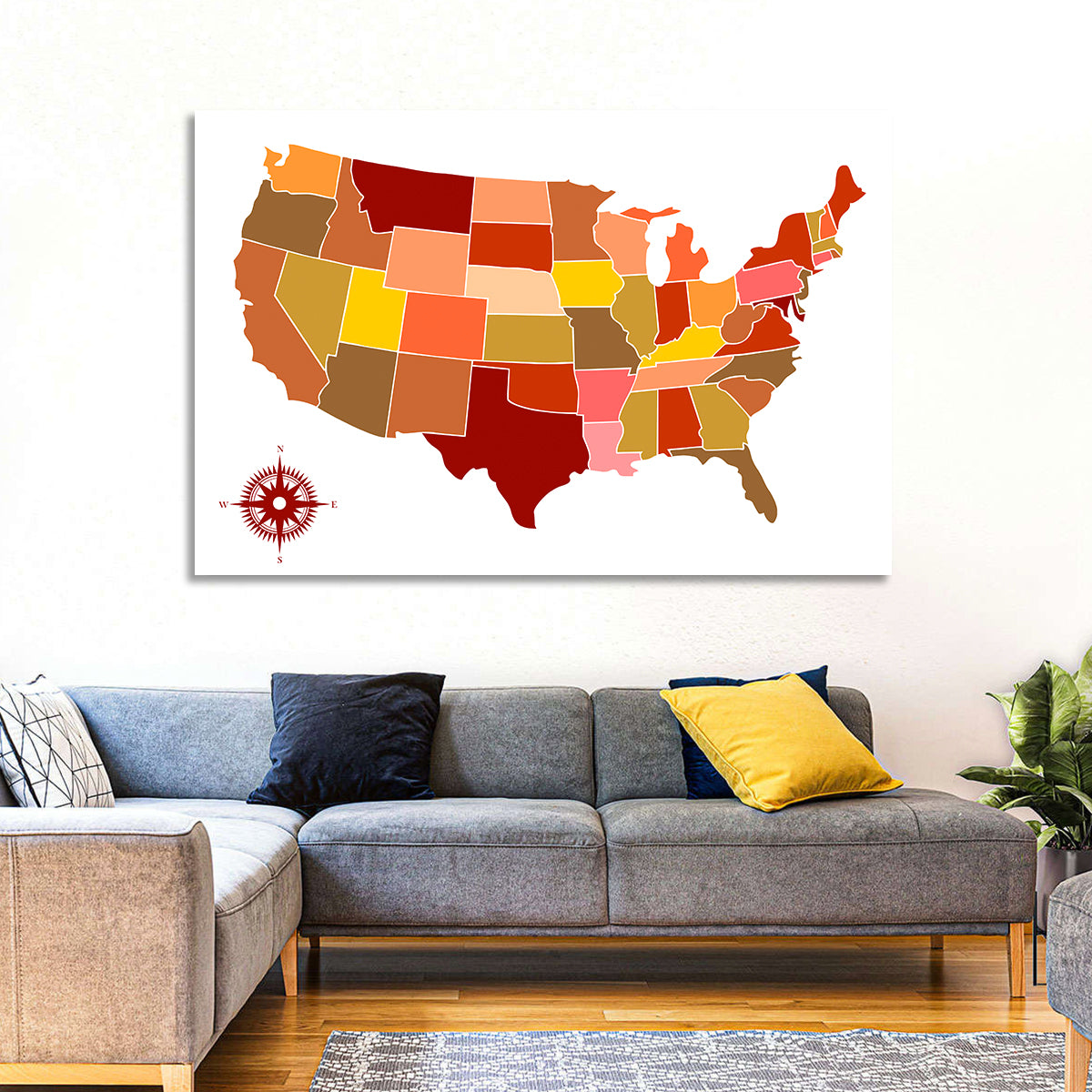Stylized United States Map Wall Art