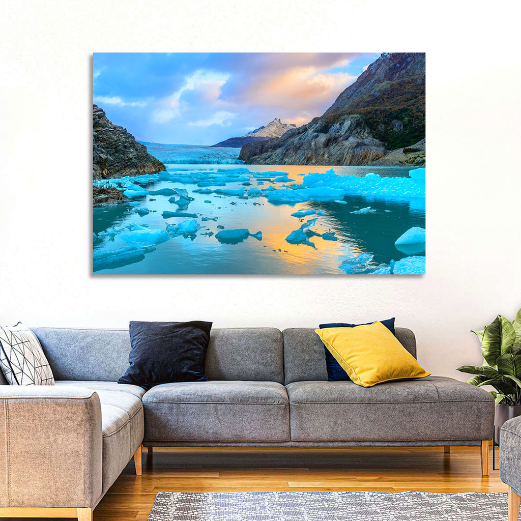 Grey Glacier at Sunset Wall Art