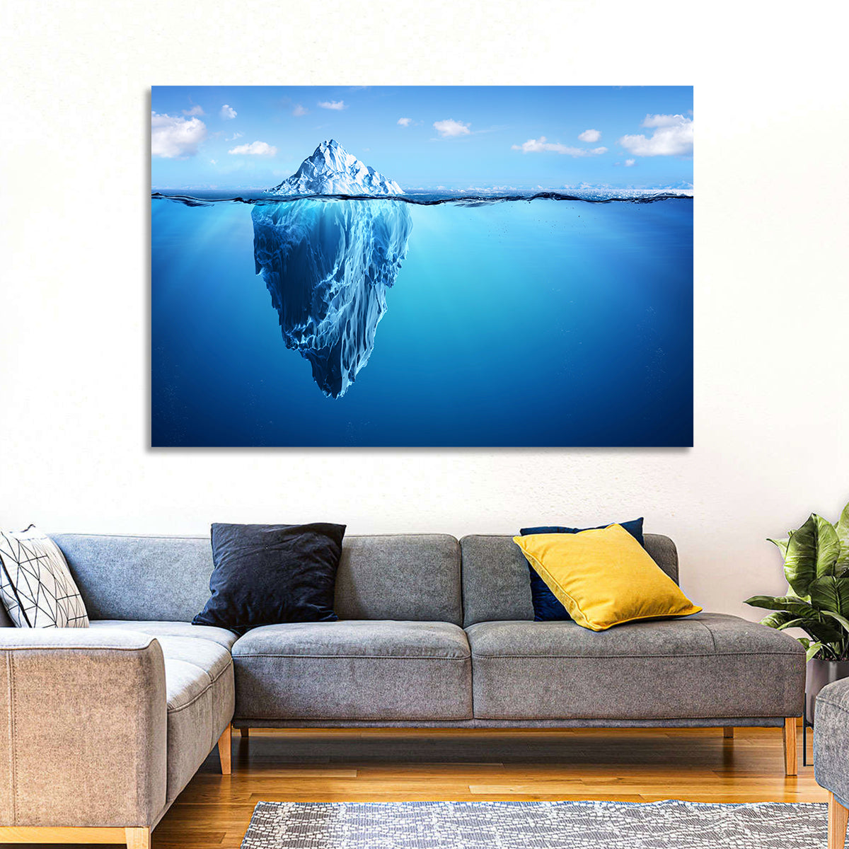 Split-level Iceberg Wall Art in a room, landscape