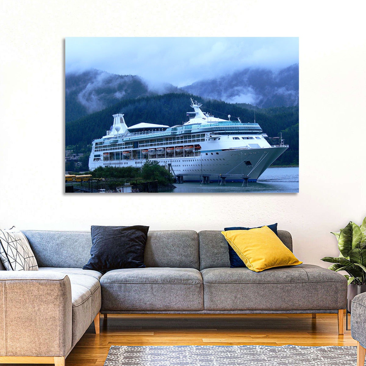 Misty Docked Cruise Ship Wall Art