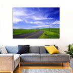 Winding Country Road in Green Fields Wall Art