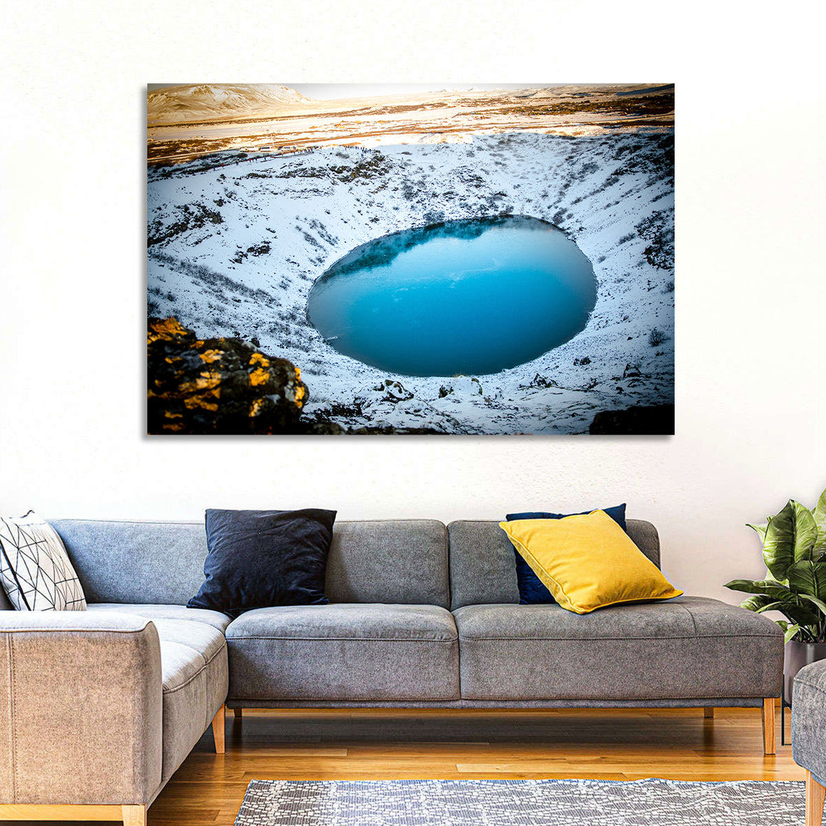 Kerid Crater Lake Wall Art in a room, landscape