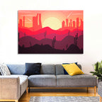 Sunset Desert Cacti Wall Art