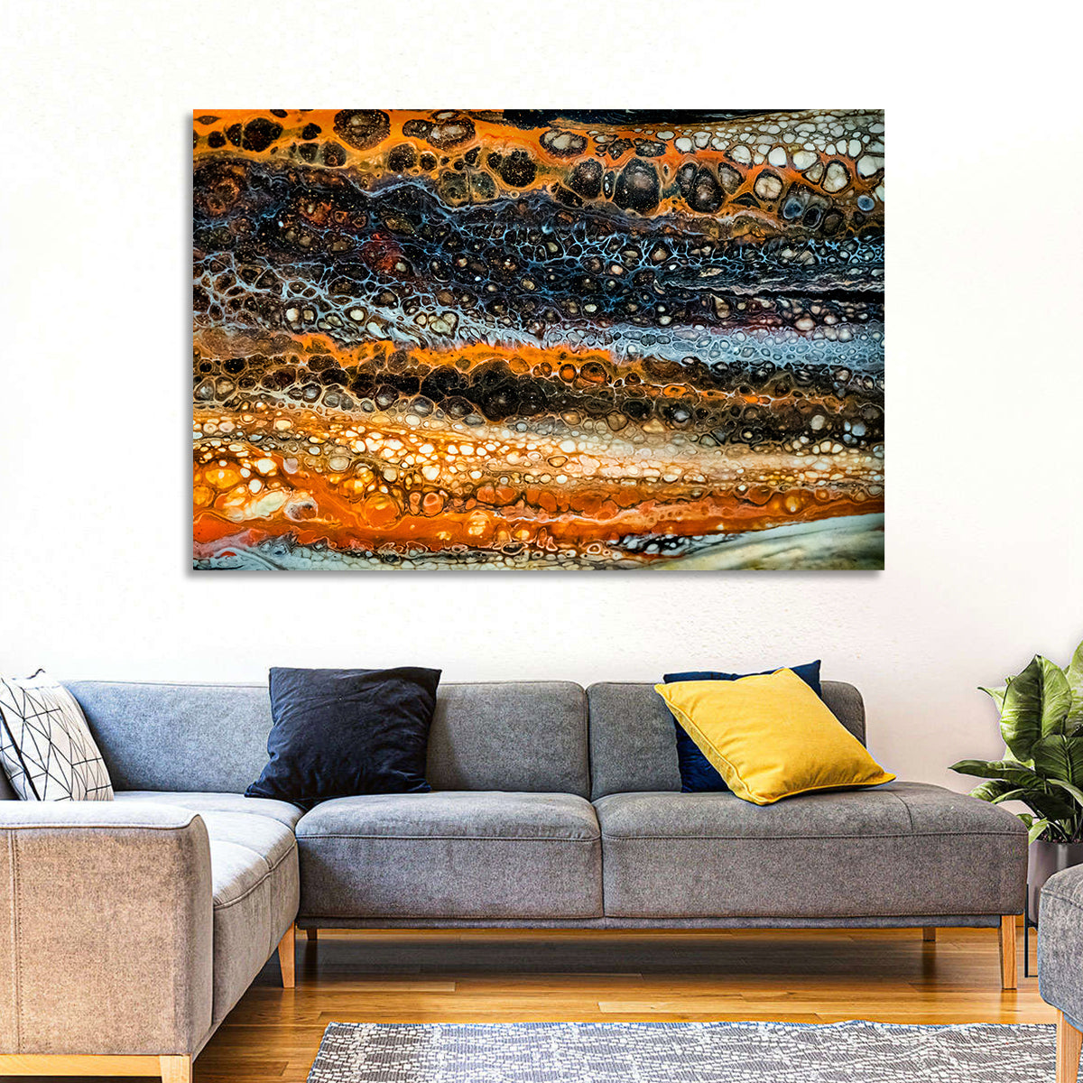 Cosmic River Strata Abstract Pour Wall Art