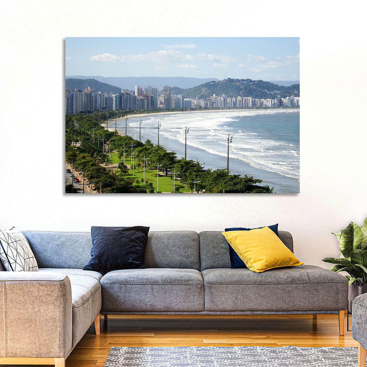 Santos Beach Promenade Wall Art in a room, landscape