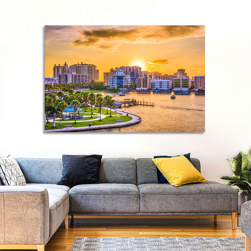 Sarasota Bayfront Sunset Skyline Wall Art