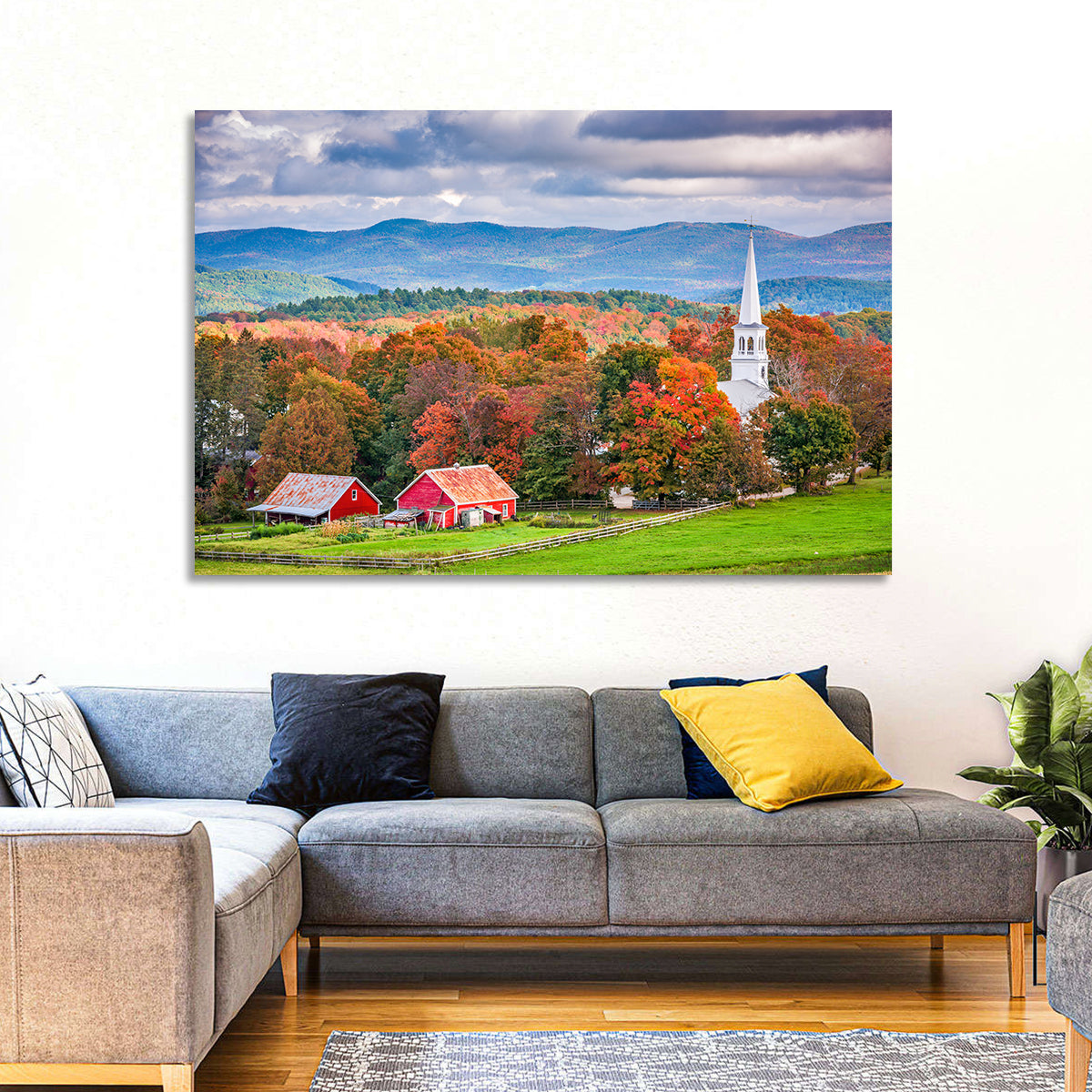 Peacham Autumn Pasture Wall Art in a room, landscape