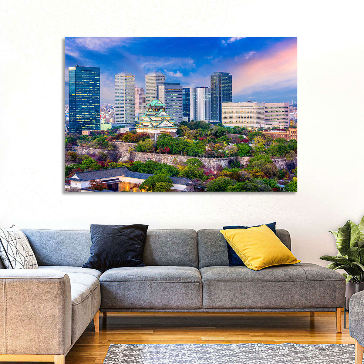 Osaka Castle Skyline at Dusk Wall Art
