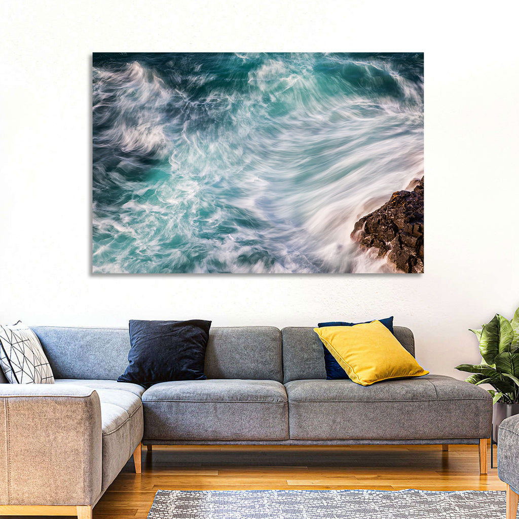 Silky Teal Ocean Waves Wall Art