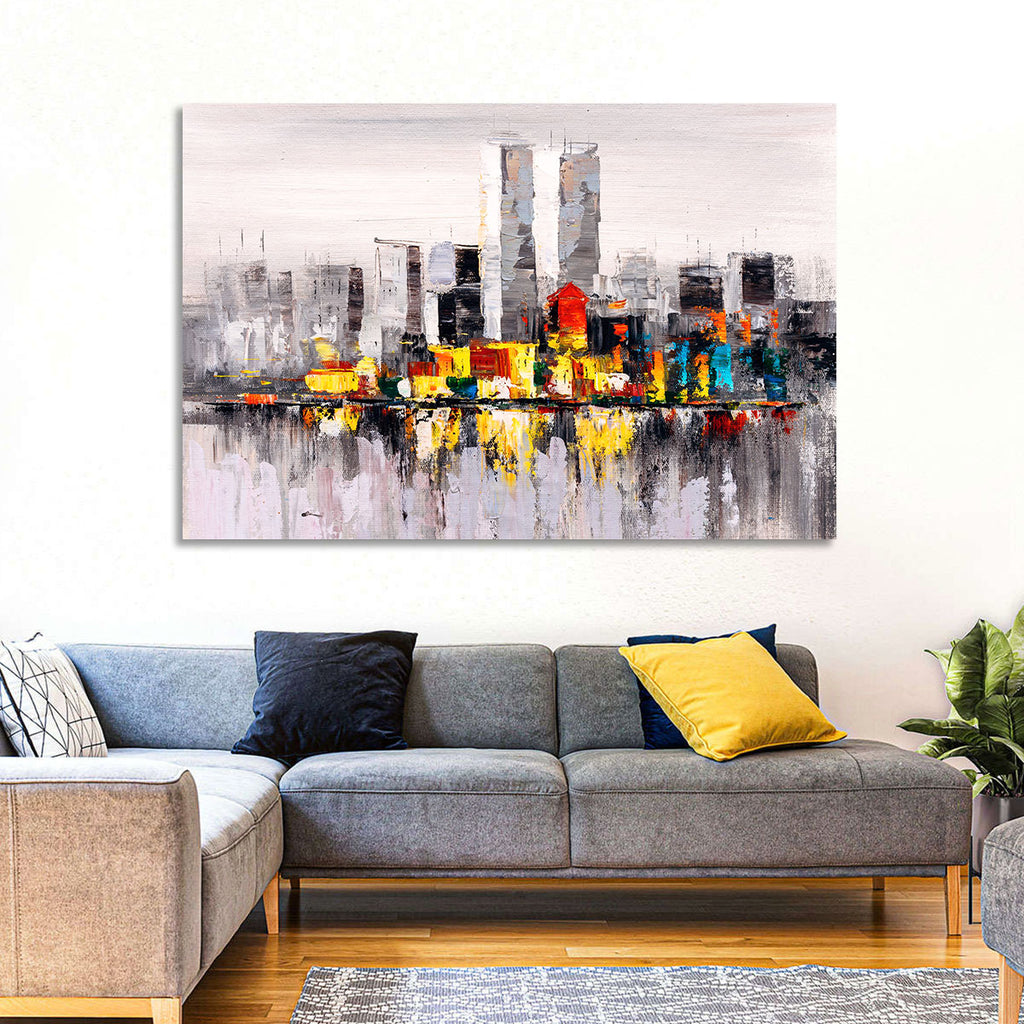 Abstract Skyline with Water Reflection Wall Art