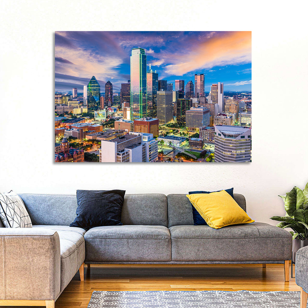 Dallas Twilight Skyline Wall Art
