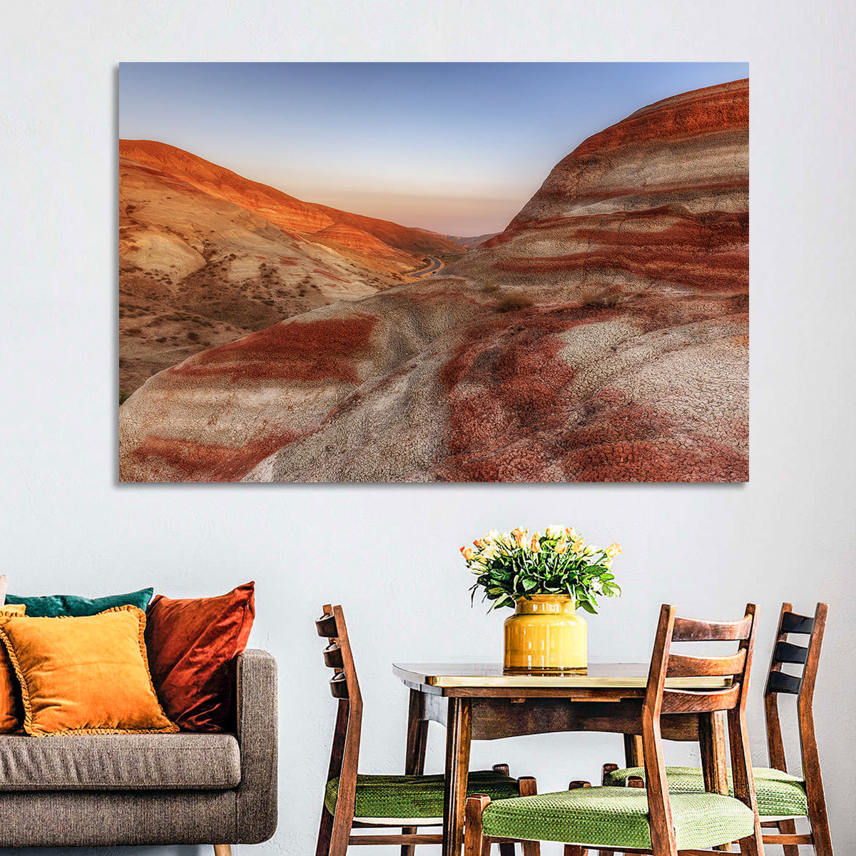 Khizi Candy Cane Mountains Wall Art in a room, landscape