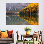 Braies Lake Golden Reflection Wall Art