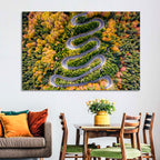 Autumn Winding Forest Road Wall Art