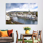 Limmat River at Fraumünster, Zurich Wall Art