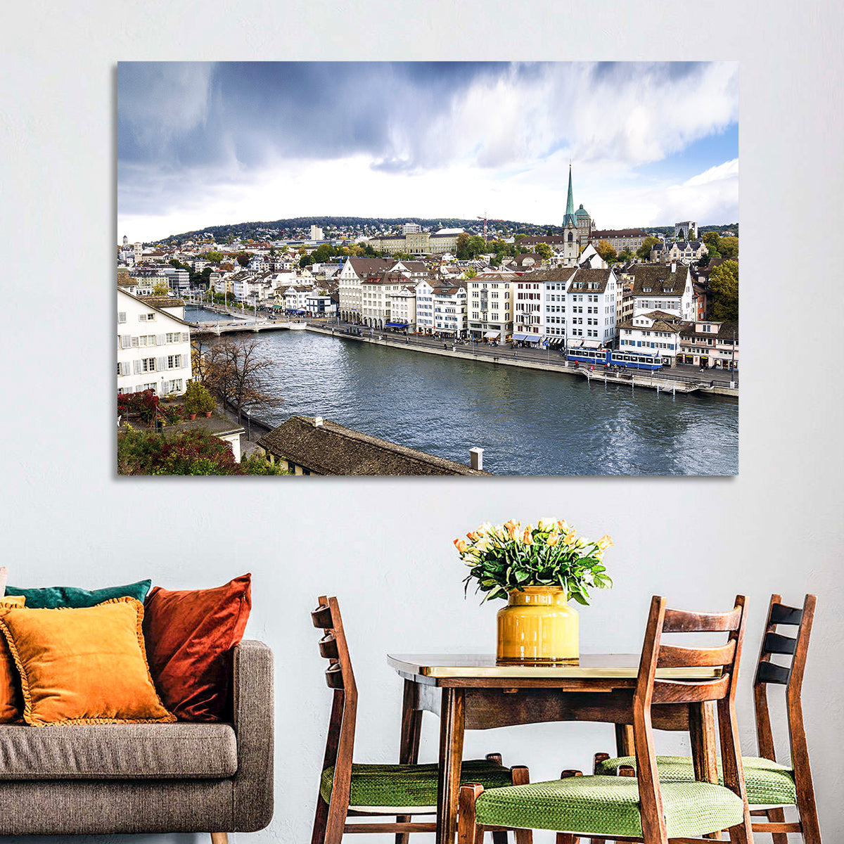 Limmat River at Fraumünster, Zurich Wall Art