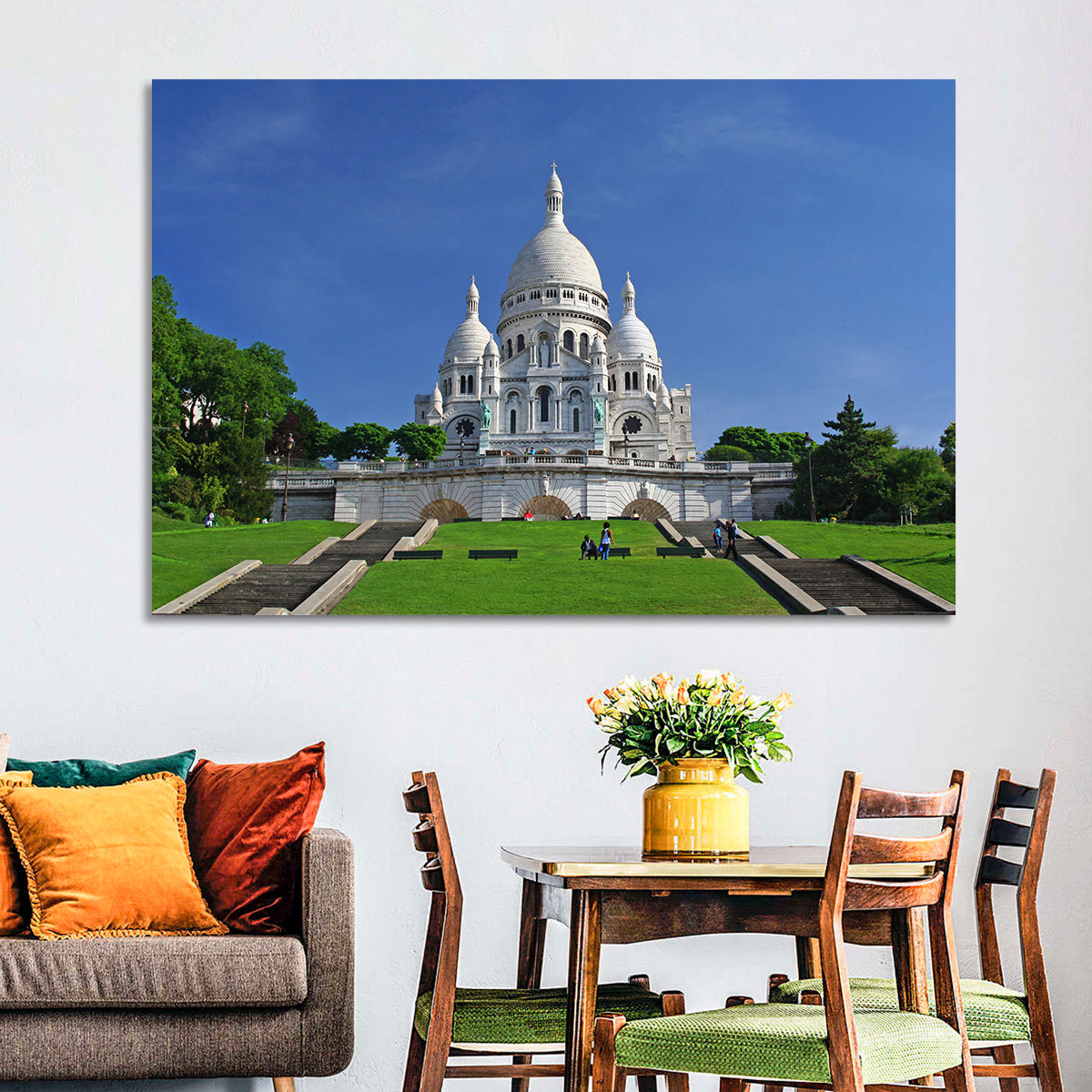 Sacre Coeur Basilica Steps, Paris Wall Art in a room, landscape