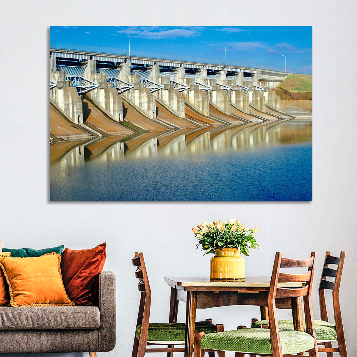 Lavon Dam Spillways Wall Art in a room, landscape