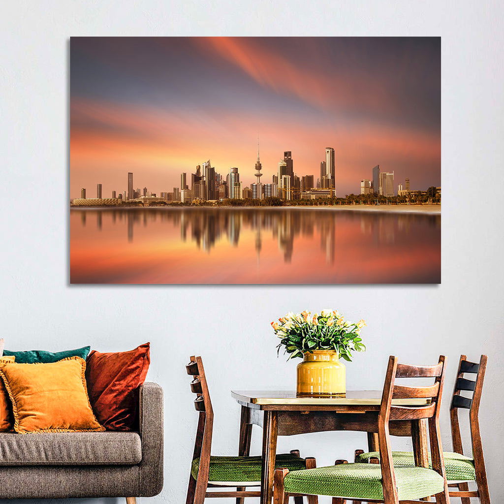 Kuwait City Skyline at Sunset Wall Art