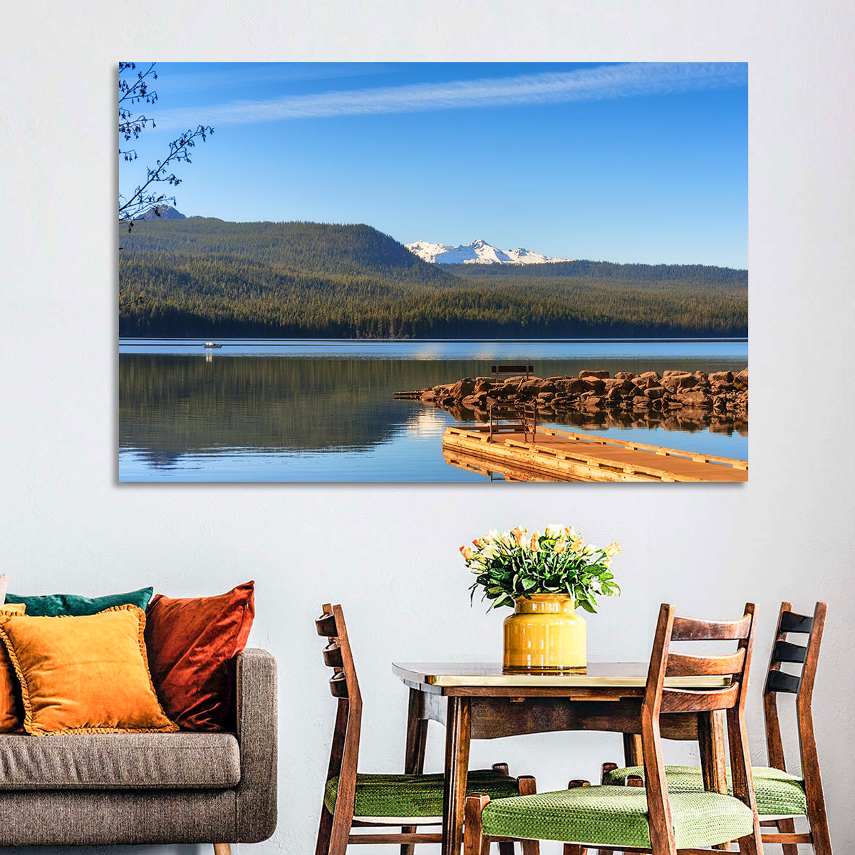 Odell Lake Pier Wall Art in a room, landscape
