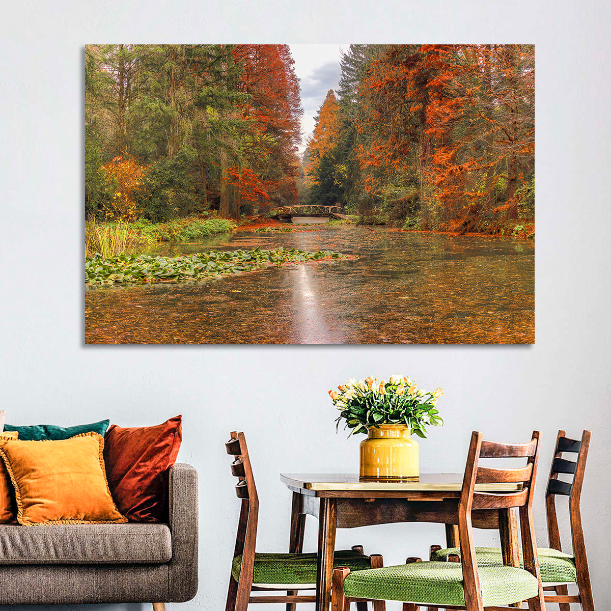 Simeria Arboretum Autumn Lake Wall Art in a room, landscape