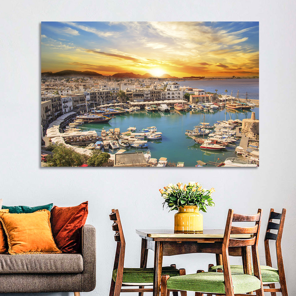 Kyrenia Harbour at Sunset Wall Art