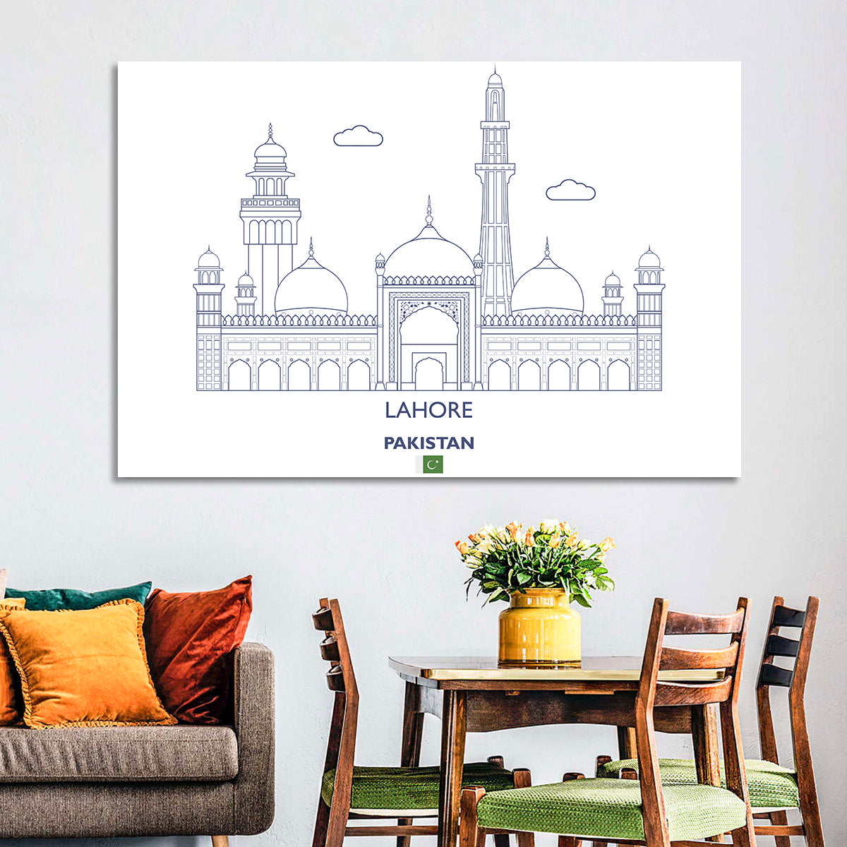 Lahore Skyline with Badshahi Mosque Wall Art