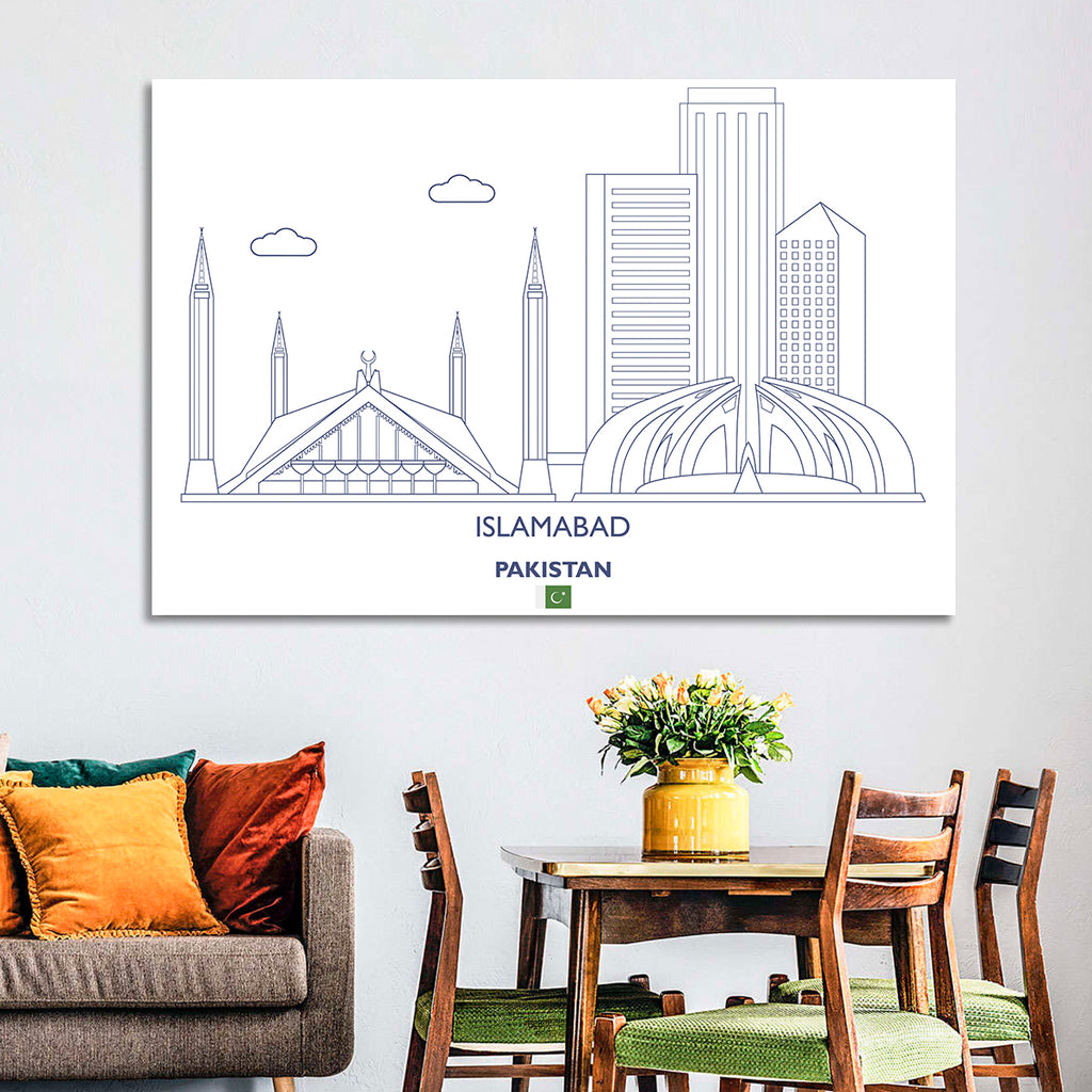 Islamabad Skyline Line Wall Art
